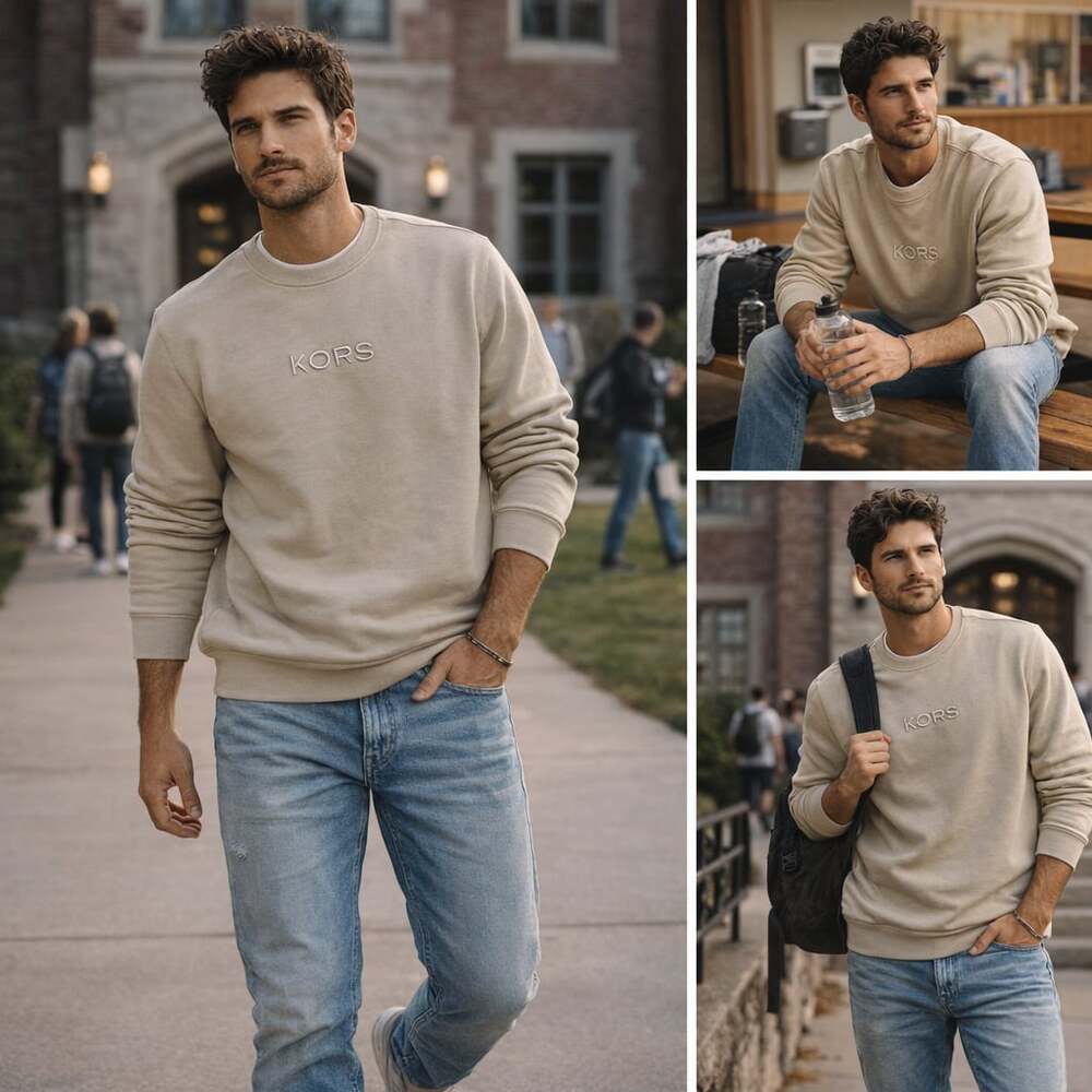 Michael Kors Beige Logo Crewneck Sweatshirt XXL Men’s Pullover